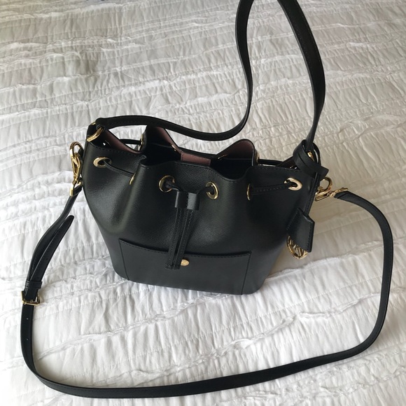 Michael Kors Black Leather Drawstring Handbag - Picture 2 of 4
